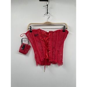 Fantasy Lingerie Sexy Is For Every Body Eyelash Corset 2 Piece Women's S Red NWT